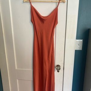 Tangerine Slip Dress Midi